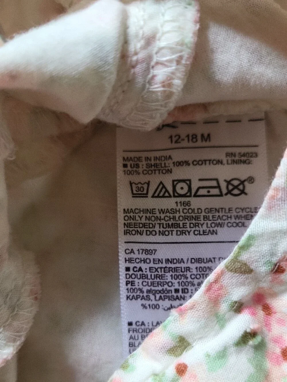Old Navy 100% Cotton Pink Ditsy Floral 12-18m